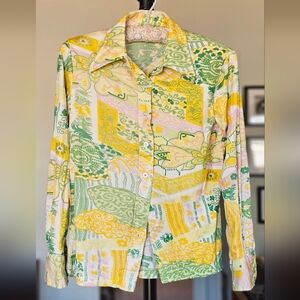 VTG 70s Floral Print Button-Down Shirt